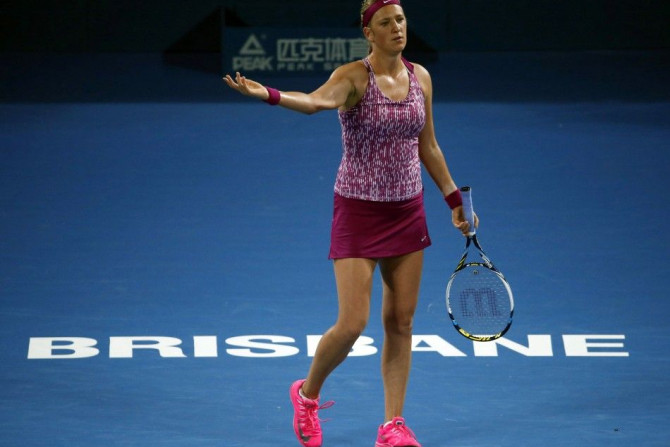 Victoria Azarenka of Belarus disputes a point during her women's singles final match against Serena Williams of the U.S. at Brisbane International tennis tournament. (Reuters)
