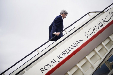 U.S. Secretary of State John Kerry boards a flight to Saudi Arabia at Queen Alia International Airport in the Jordanian capital Amman January 5, 2014.