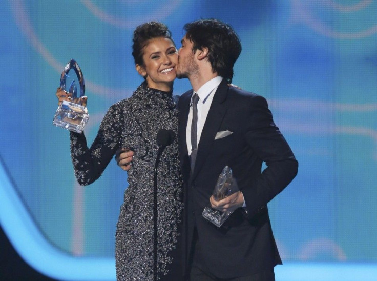 Nina Dobrev and Ian Somerhalder accept the award for favorite on-screen chemistry for their show &quot;The Vampire Diaries&quot;