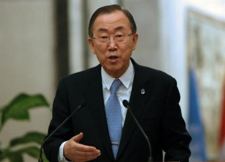 United Nations Secretary-General Ban Ki-moon speaks during a joint news conference with Iraq&#039;s Prime Minister Nuri al-Maliki in Baghdad January 13, 2014.