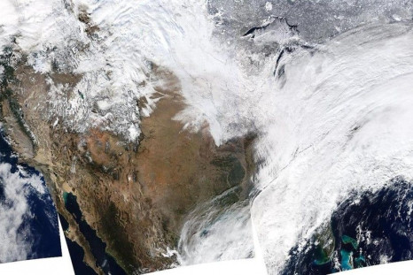 NASA’s Aqua satellite passed over the United States multiple times showing winter weather, allowing the Moderate Resolution Imaging Spectroradiometer (MODIS) on board to capture this true-color image of a massive winter storm moving up the eastern seaboar