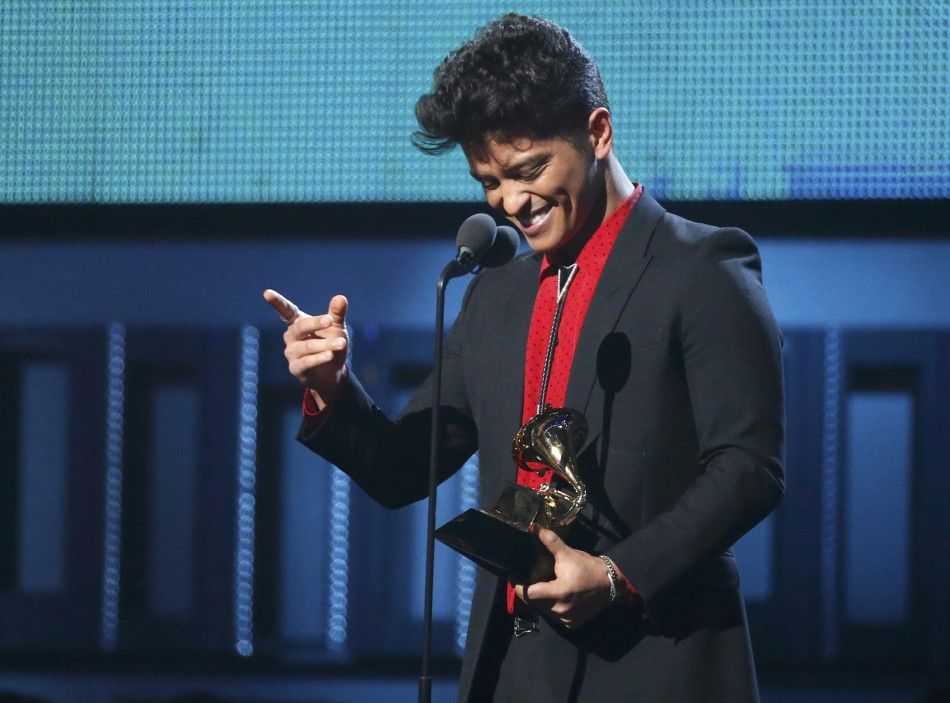 Bruno Mars Accepts the Award for Best Pop Vocal Album for Unorthodox Jukebox at the 56th Annual Grammy Awards in Los Angeles 