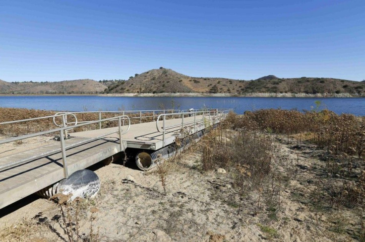 The receding water line of Lake Hodges is seen in San Diego County January 17, 2014. 