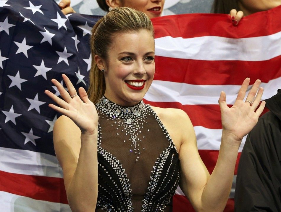  Ashley Wagner of the United States celebrates in the quotkiss and cryquot area during the Team Ladies Short Program at the Sochi 2014 Winter Olympics