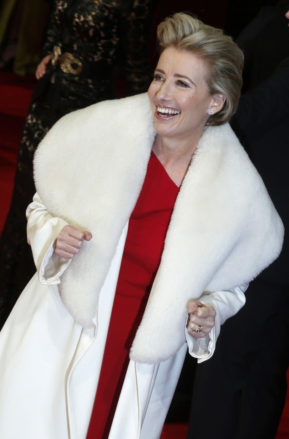 Emma Thompson arrives at the British Academy of Film and Arts BAFTA awards ceremony at the Royal Opera House in London
