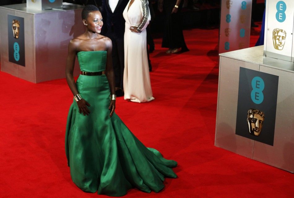 Lupita Nyongo arrives at the British Academy of Film and Arts BAFTA awards ceremony at the Royal Opera House in London