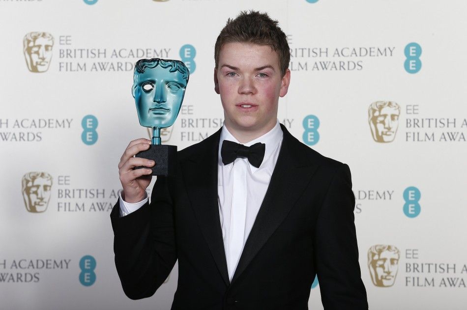 Will Poulter celebrates winning the Rising Star award at the BAFTA awards ceremony in London