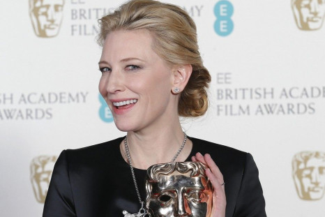 Cate Blanchett celebrates winning Best Actress for &quot;Blue Jasmine&quot; at the BAFTA awards ceremony in London
