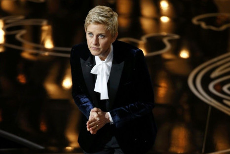 Ellen Degeneres takes the stage to host the show at the start of the 86th Academy Awards in Hollywood