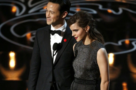 Actors Watson and Gordon-Levitt present the award for visual effects at the 86th Academy Awards in Hollywood