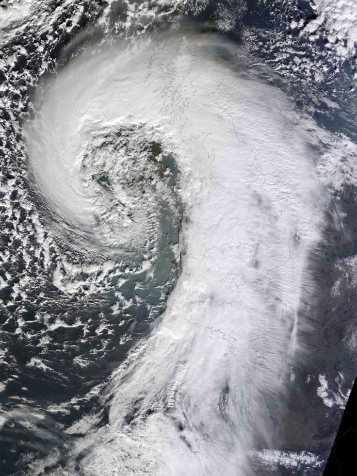 An extratropical cyclone is seen over the United Kingdom using Moderate Resolution Imaging Spectroradiometer (MODIS) on NASA&#039;s Terra satellite February 12, 2014. Picture taken February 12, 2014. REUTERS/NASA Earth Observatory/Handout via Reuters