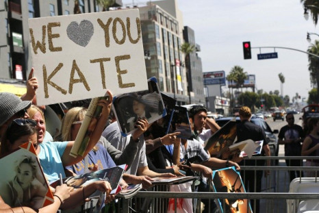 Fans wait at the ceremony for the unveiling of actress Kate Winslet&#039;s star on the Walk of Fame in Hollywood