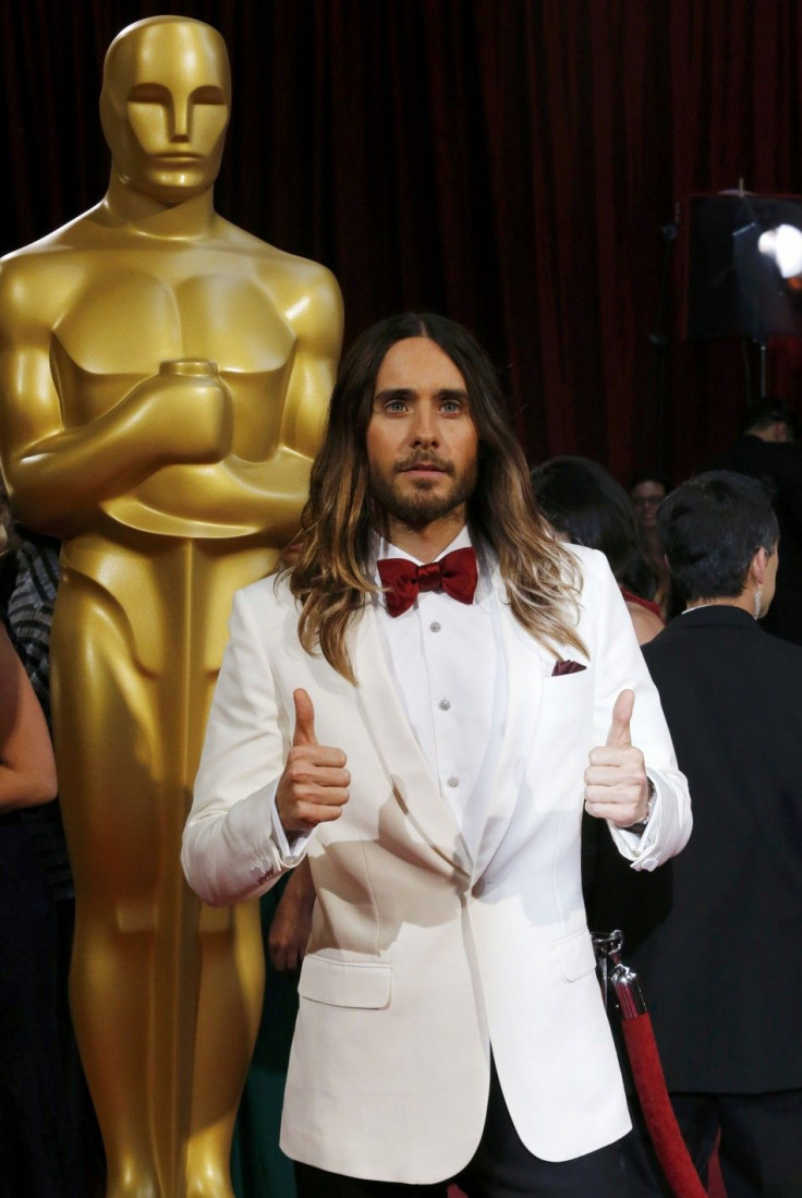 Jared Leto, best supporting actor winner for his role in &quot;Dallas Buyers Club&quot; on arrival at the 86th Academy Awards in Hollywood