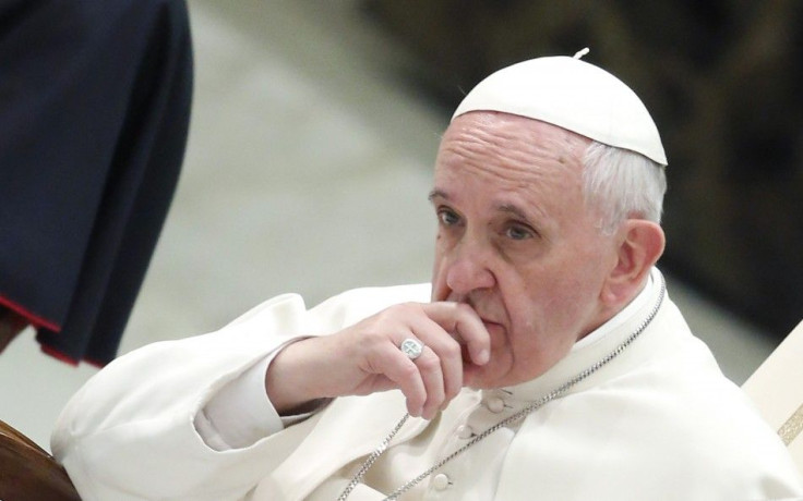 Pope Francis looks on as he leads a special audience with pilgrims from Terni&#039;s diocese in Paul VI hall at the Vatican