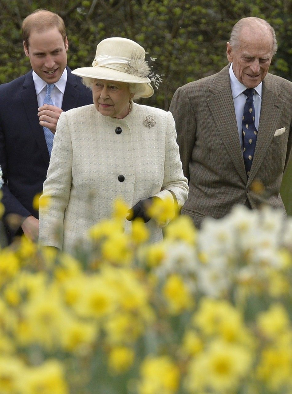 Britains Queen Elizabeth, Prince Philip, and Prince William