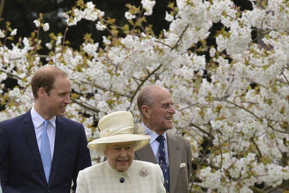 Britains Queen Elizabeth, Prince Philip, and Prince William, attend the unveiling of the Windsor Greys statue in Windsor southern England