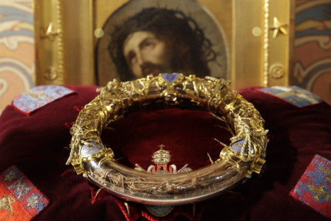 The Holy Crown of Thorns is displayed during a ceremony at Notre Dame Cathedral in Paris