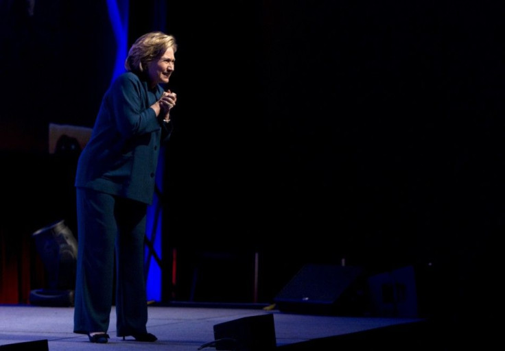 Former U.S. Secretary of State Clinton looks towards the audience during her speech to members of the Institute of Scrap Recycling Industries in Las Vegas