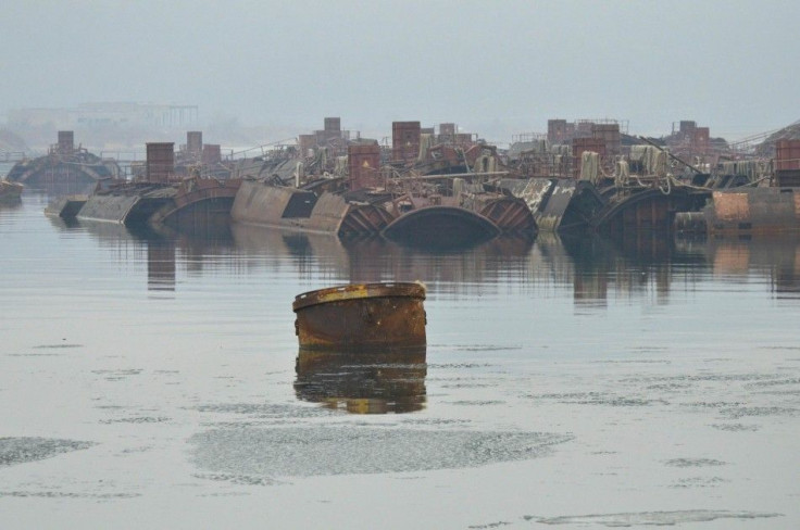 The Remains of Decommissioned Submarines Float at a Nuclear Waste Disposal Plant in Fokino