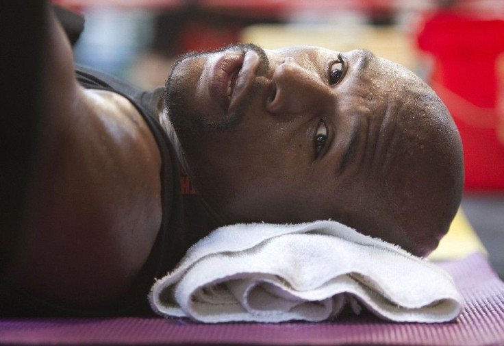 WBC welterweight champion Floyd Mayweather Jr. of the U.S. is seen during a media workout at the Mayweather Boxing Club in Las Vegas