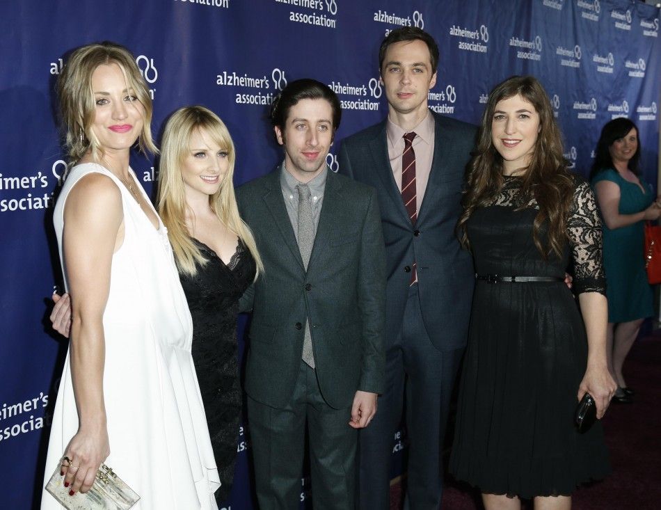 Cast members of quotThe Big Bang Theory,quot who received the Abe Burrows Entertainment Award for their support of the Alzheimers Association, pose at the 22nd annual quotA Night at Sardisquot to benefit the Alzheimers Association at the Beverl