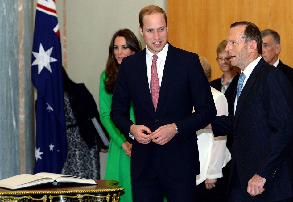 PM Tony Abbottt Touching Prince William