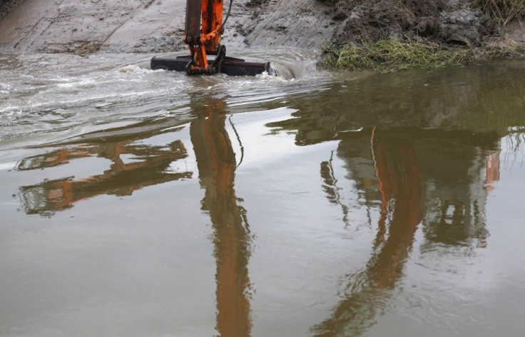 Dredging work on the River Parrett begins at Burrowbridge, after floods caused months of disruption in the coastal region of the Somerset Levels, in southwest England