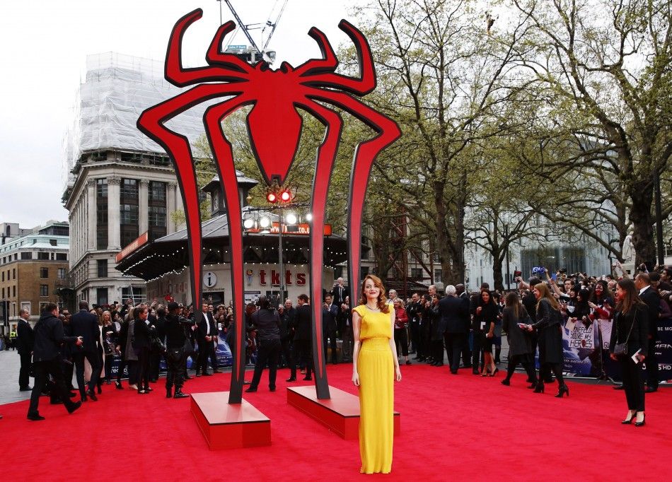 Actress Emma Stone arrives at the world premiere of The Amazing Spiderman 2 in central London, April 10, 2014. REUTERSOlivia Harris