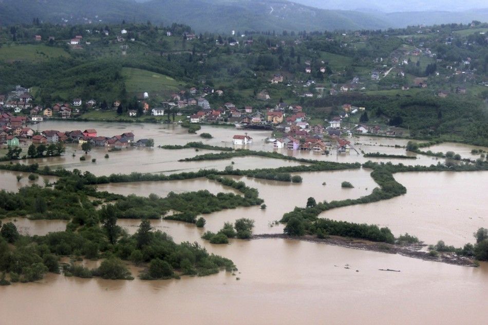 An aerial view of the flooded suburb of Sarajevo is seen in this handout photograph released by the Armed Forces of Bosnia and Herzegovina on May 15, 2014. The heaviest rains and floods in 120 years have hit Bosnia and Serbia, killing five people, forcing