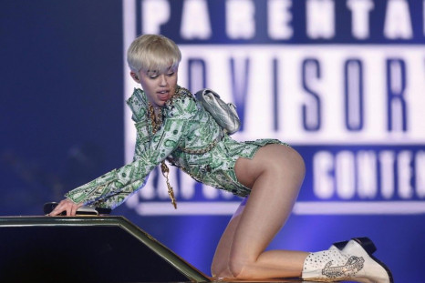 U.S. singer Miley Cyrus performs at the O2 Arena in central London