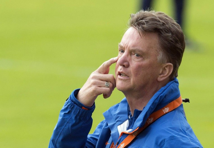 File photo of Netherlands&#039; coach Louis van Gaal gesturing during a training session in Hoenderloo