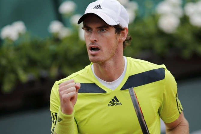 Andy Murray of Britain reacts after winning his men's singles match against Andrey Golubev of Kazakhstan at the French Open tennis tournament at the Roland Garros stadium in Paris May 27, 2014. 