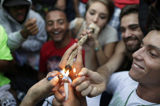 Demonstrators Smoke a Giant Joint of Cannabis During a Pro-marijuana Legalisation March in Brasilia