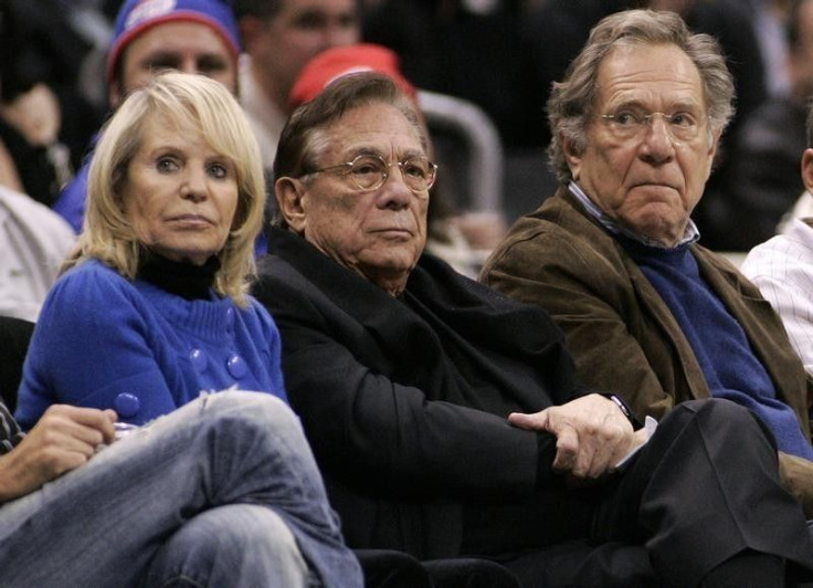 Los Angeles Clippers owner Donald Sterling, his wife Shelly, and actor George Segal attend the NBA basketball game between the Toronto Raptors and the Los Angeles Clippers at the Staples Center in Los Angeles