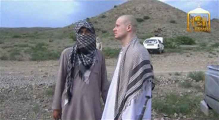 U.S. Army Sergeant Bowe Bergdahl waits before being released at the Afghan border