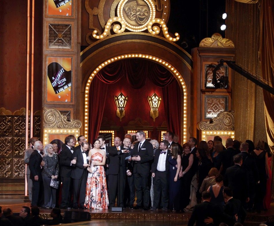Producer Joey Parnes C accepts the Award for Best Musical with the cast and crew of quotA Gentlemans Guide to Love  Murderquot during the American Theatre Wings 68th annual Tony Awards at Radio City Music Hall in New York, June 8, 2014. 
