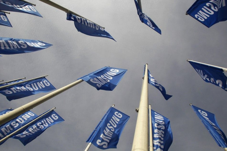 Samsung Flags Are Set Up At The Main Entrance To The Berlin Fair Ground