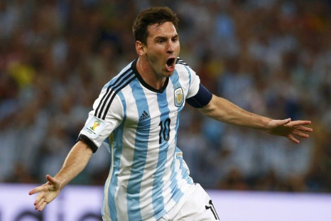 Argentina's Messi celebrates scoring a goal against Bosnia during their 2014 World Cup Group F soccer match at the Maracana stadium in Rio de Janeiro