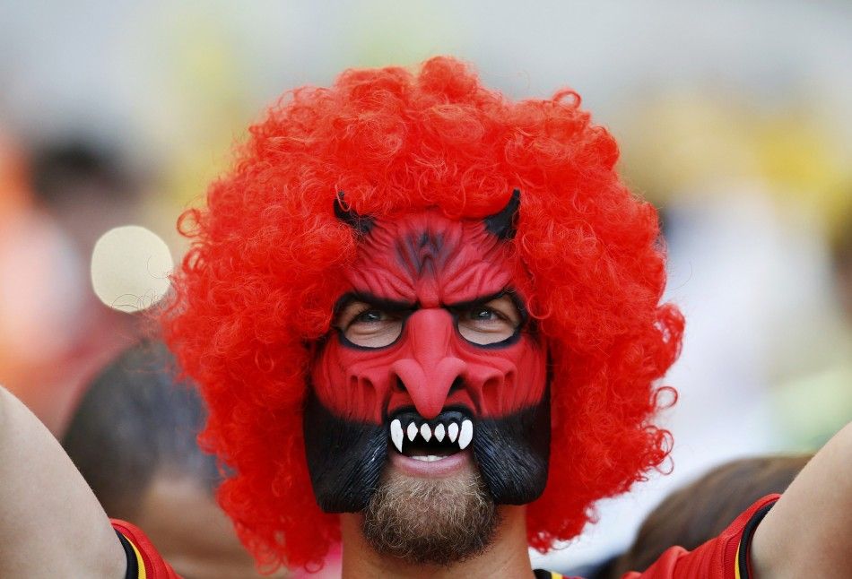 A fan of Belgium wearing a mask
