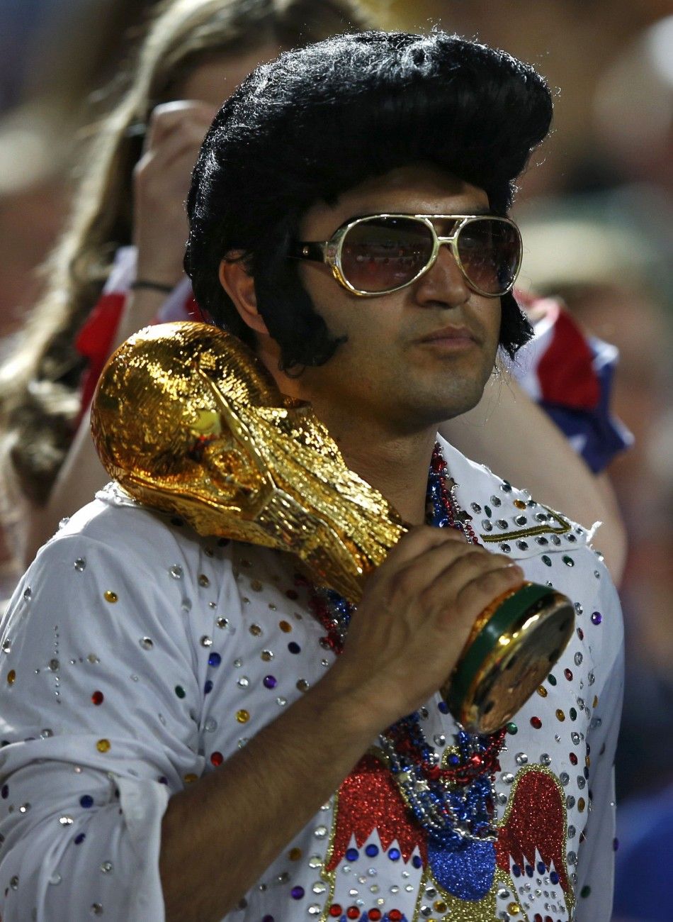 A U.S. soccer fan dressed as Elvis Presley 