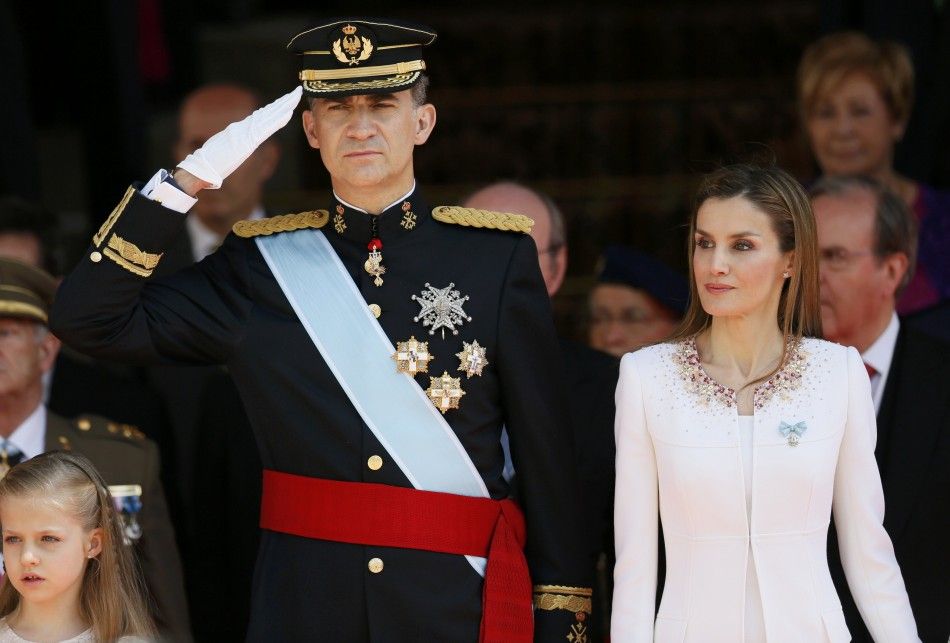 Spains new King Felipe VI, his wife Queen Letizia and Princess Leonor 
