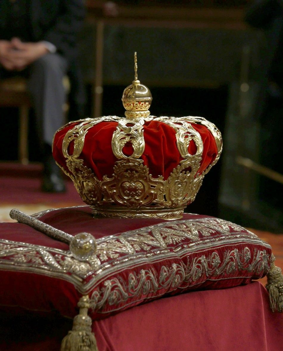 The crown is seen inside the hemicycle during the swearing-in ceremony for Spains new King Felipe VI 