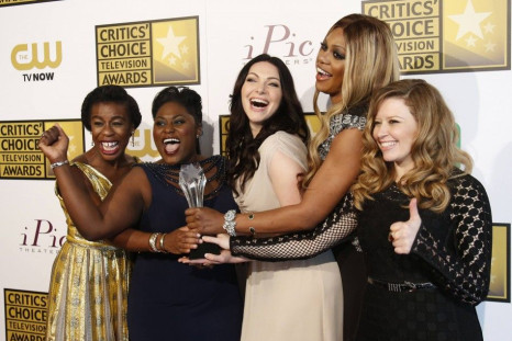 From left to right, actresses Uzo Aduba, Danielle Brooks, Laura Prepon, Laverne Cox and Natasha Lyonne pose with the Best Comedy Series award for &quot;Orange Is the New Black&quot; at the 4th annual Critics' Choice Television Awards in Beverly Hills, Cal