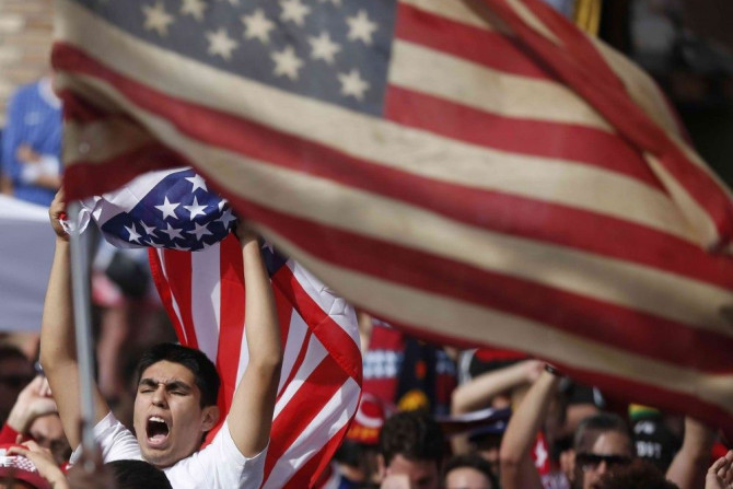 Fans cheer after the U.S. scored a second goal during the 2014 Brazil World Cup 