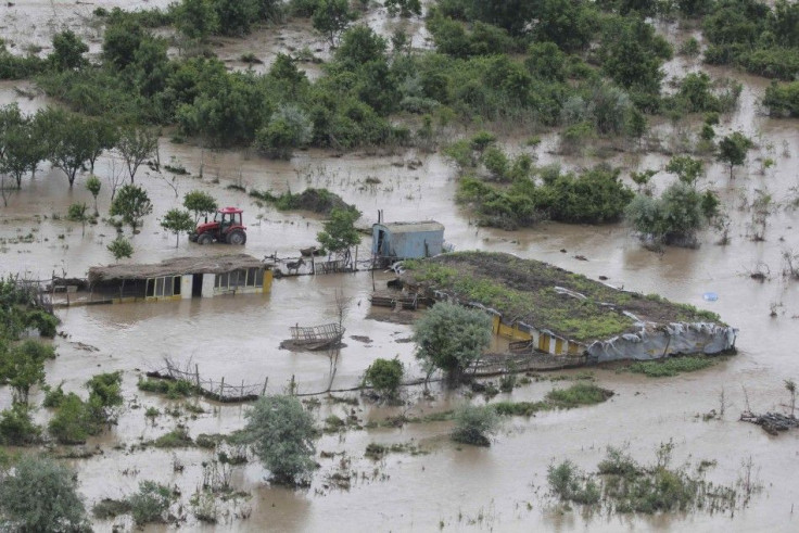 An aerial view shows a flooded area near the Black Sea resort of Albena, in northeastern Bulgaria in this handout image released by the Bulgarian Defence Ministry on June 20, 2014. REUTERS/Bulgarian Defence Ministry/Handout via Reuters