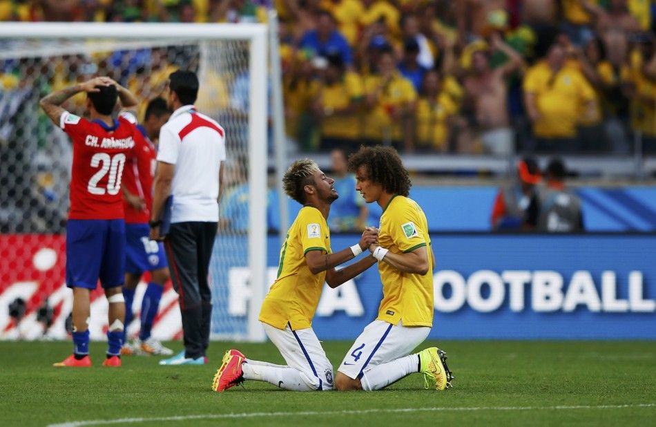 Brazils David Luiz R and Neymar 