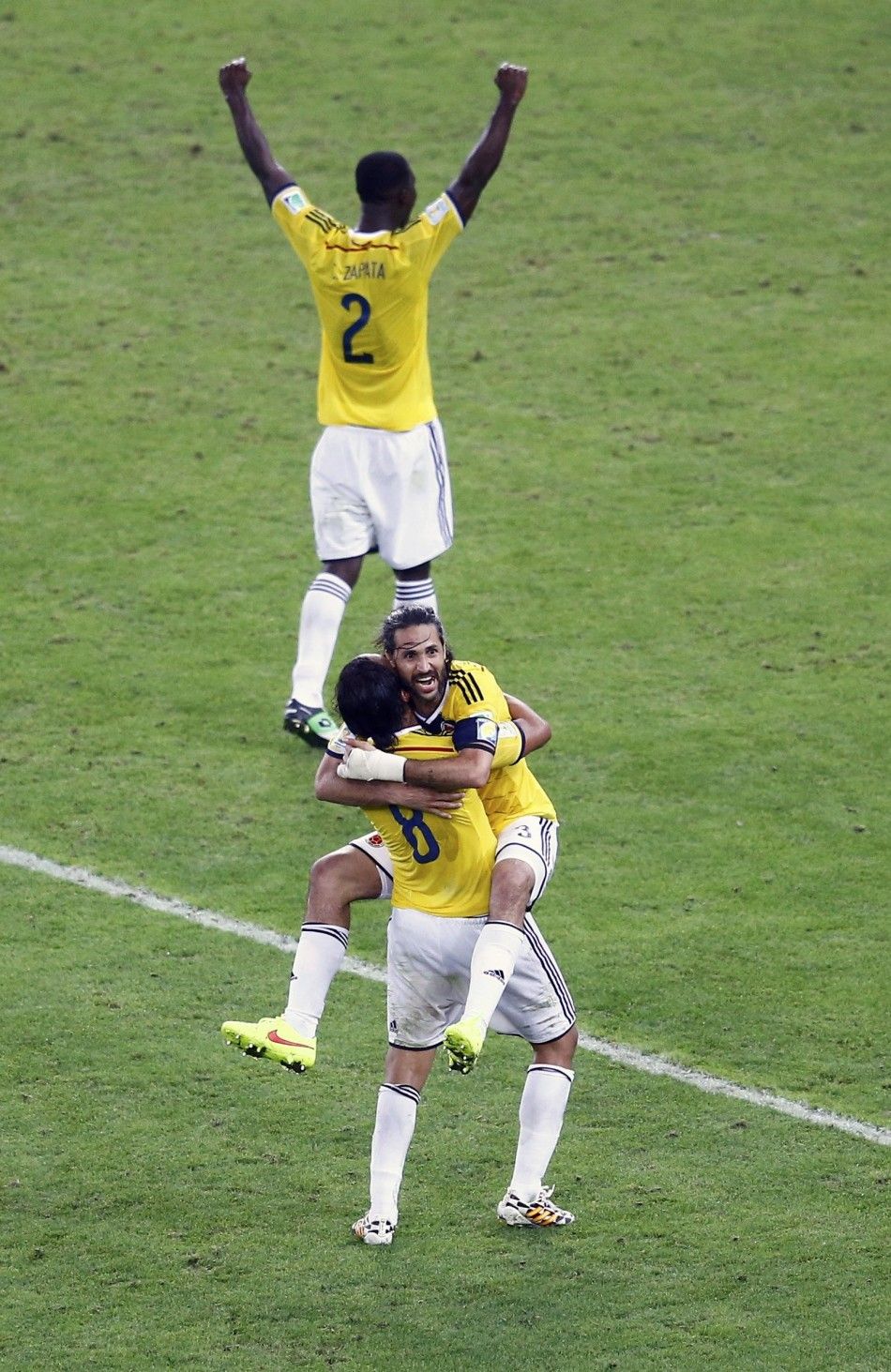 Colombias Cristian Zapata 2, Abel Aguilar 8 and Mario Yepes 