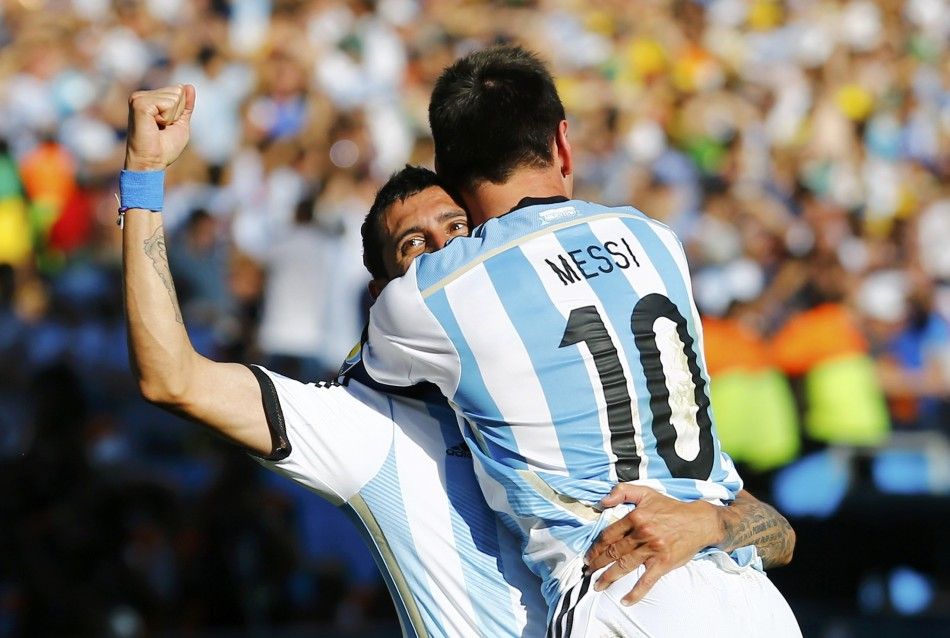 Argentinas Angel Di Maria celebrates after scoring