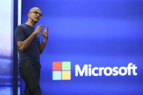 Microsoft CEO Satya Nadella Gestures As He Speaks At The Company's  &quot;Build&quot; Conference.