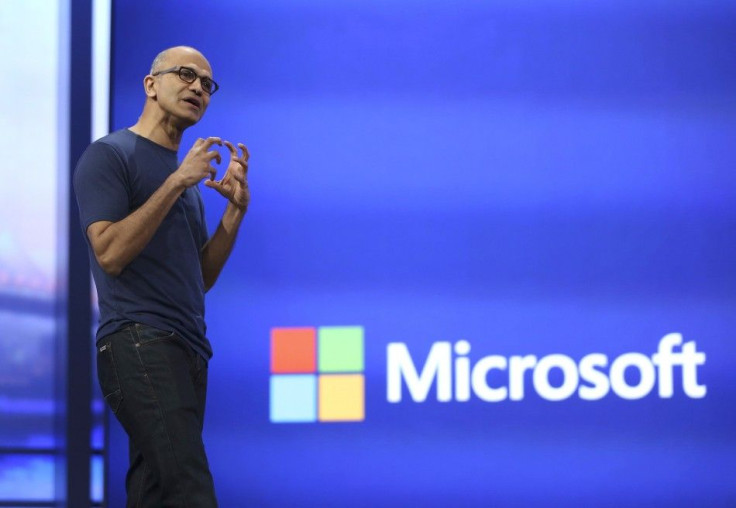 Microsoft CEO Satya Nadella Gestures As He Speaks At The Company's  &quot;Build&quot; Conference.